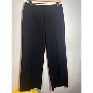Donna Degnan Womens Black Wide Leg Cotton Stretch Professional Trousers Pants 8